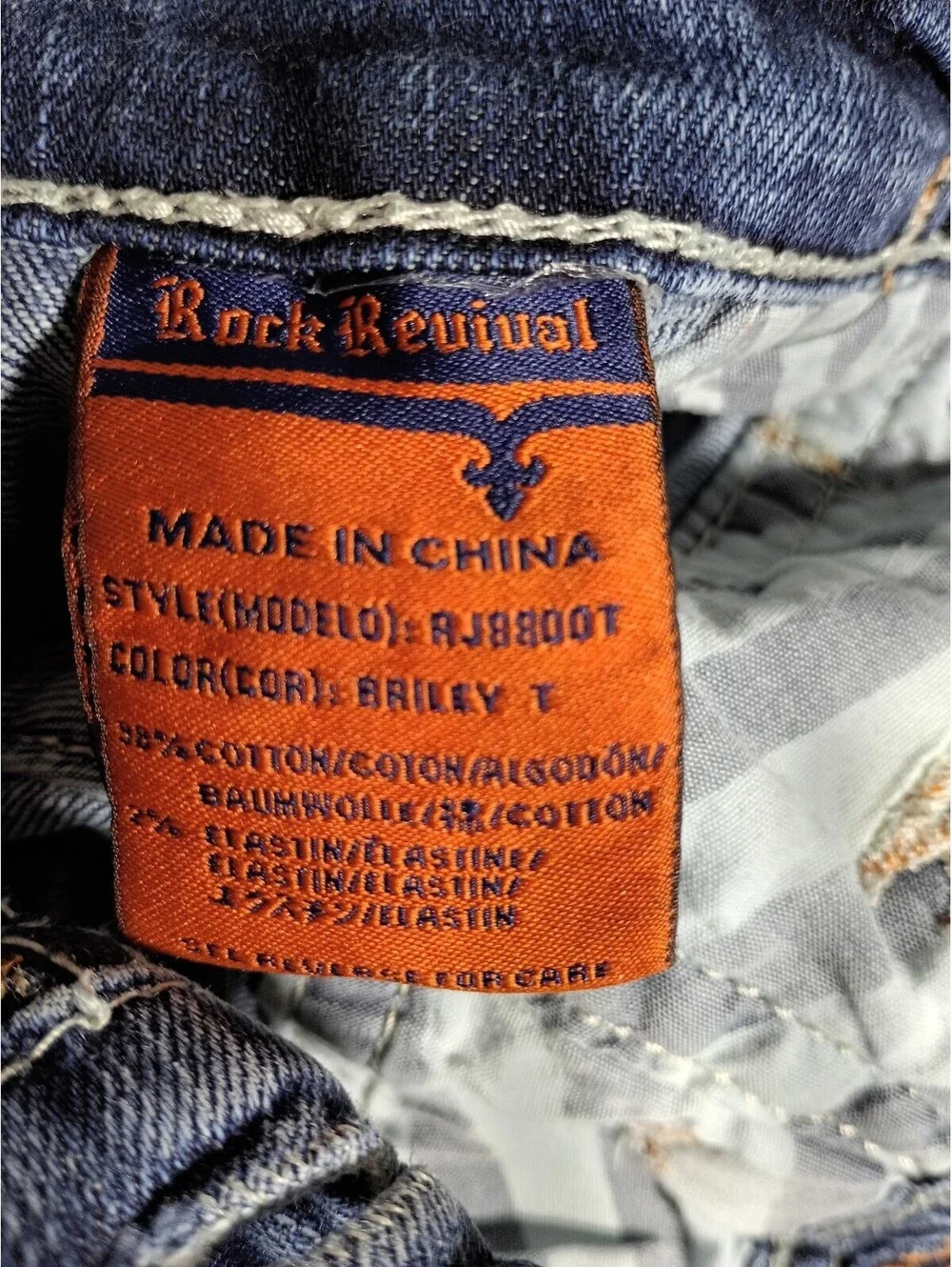 Rock Revival Jeans Men 34x31 Briley Straight Fit Embroidered Denim Pants Flap